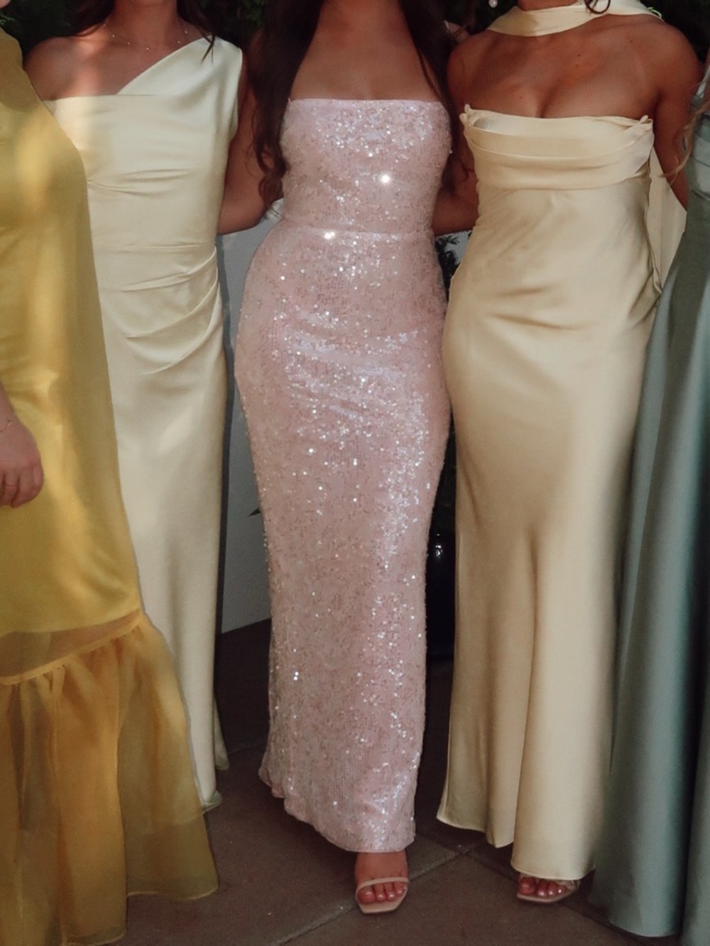 Reformation Blush Pink Sequin Maxi Dress